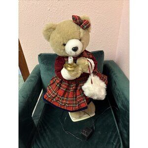 Vintage 24 Inch Animated Holiday Girl Teddy Bear Motion-ettes Christmas